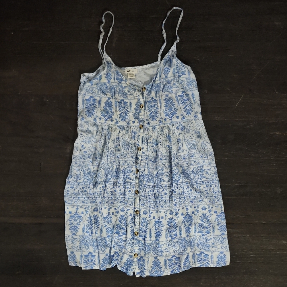 Billabong Blue and White Sleeveless Dress